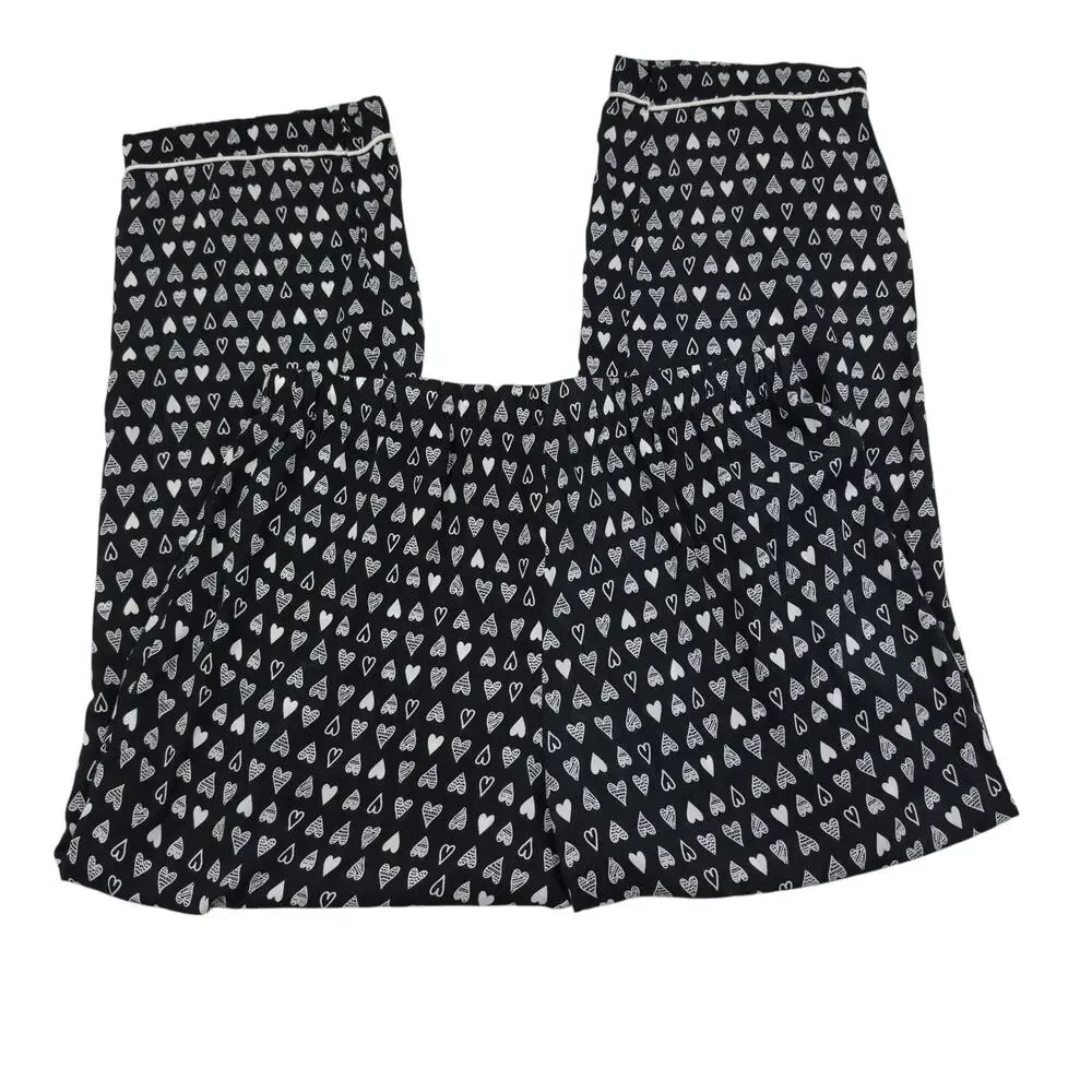 Ambrielle 100% Rayon Ultra Lightweight Heart Print Pajama Bottoms Women's Size M